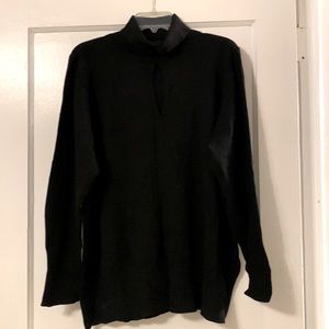 Lane Bryant black turtleneck top with tapered sleeves